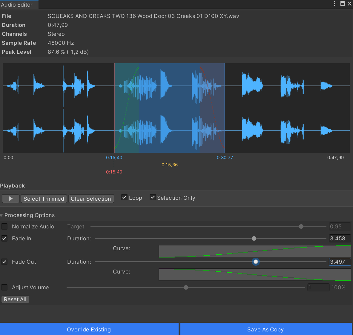 Audio Tools documentation screenshot