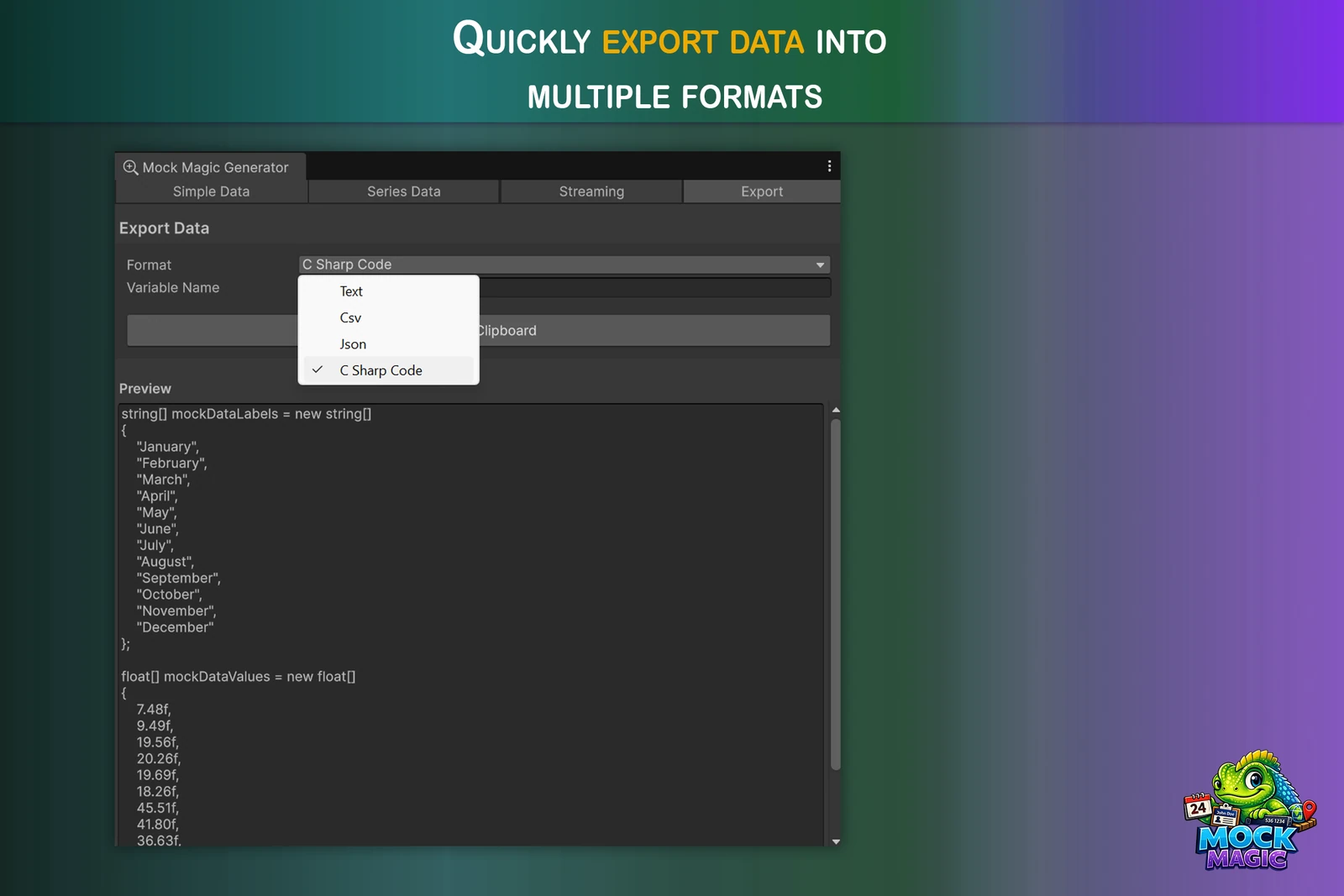 Flexible export formats