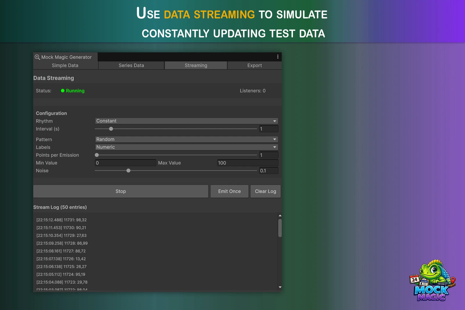 Continuous streaming data