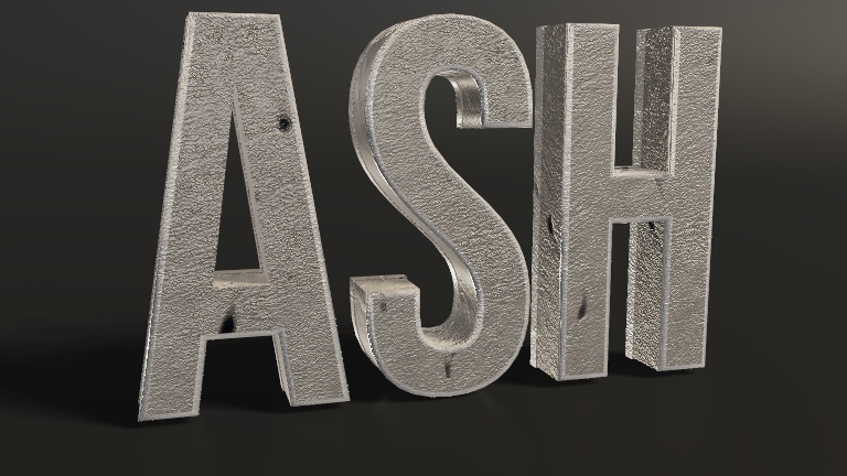 Ash Deposit rendered on Text Studio 3D text.