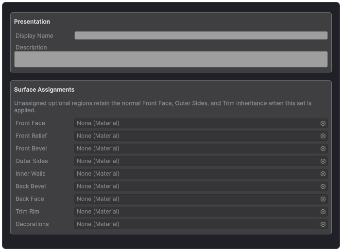 Text Studio 3D Material Set inspector.