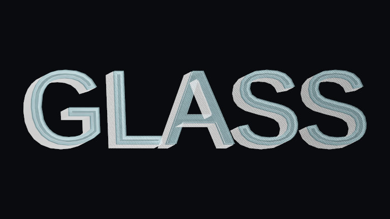 Glass Reveal rendered on Text Studio 3D text.