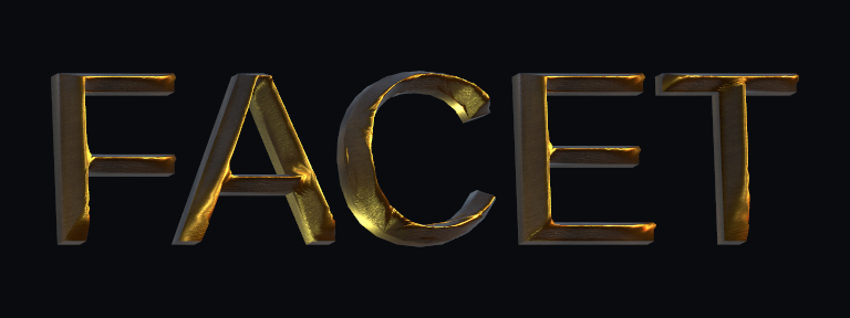 Facet Pulse rendered on Text Studio 3D text.