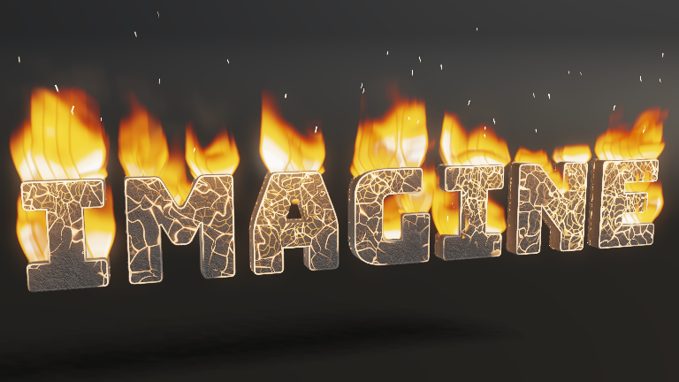Living Flame rendered on Text Studio 3D text.