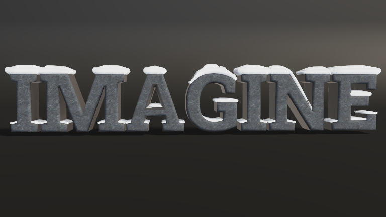 Snow Accumulation rendered on Text Studio 3D text.