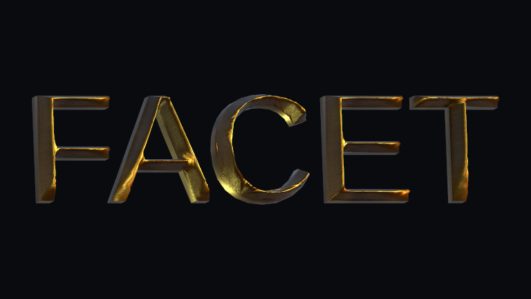 Facet Pulse rendered on Text Studio 3D text.