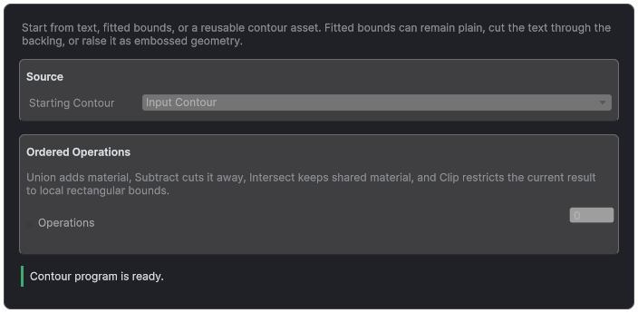 Text Studio 3D Contour Program inspector.