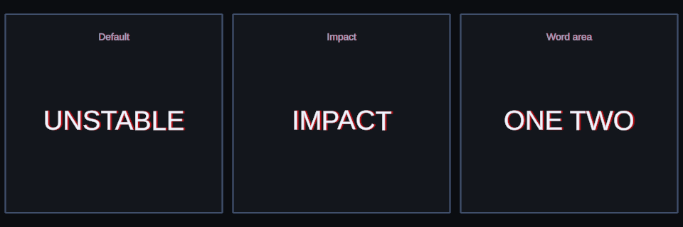 Shake effect variations in Text Studio.