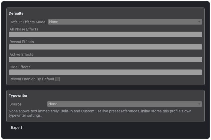 Text Studio Profile inspector.