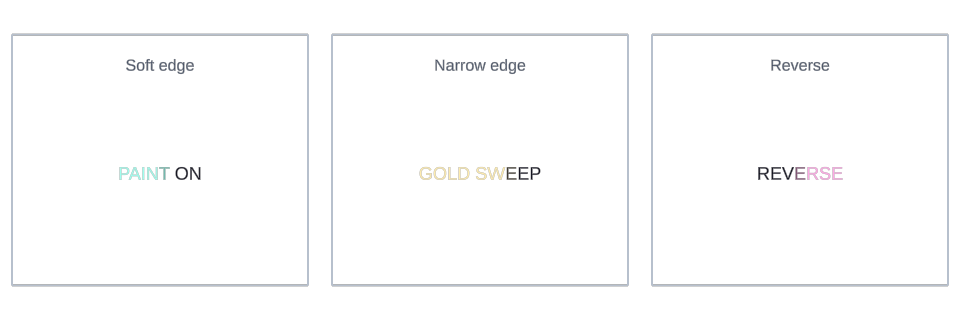 Color Sweep effect variations in Text Studio.