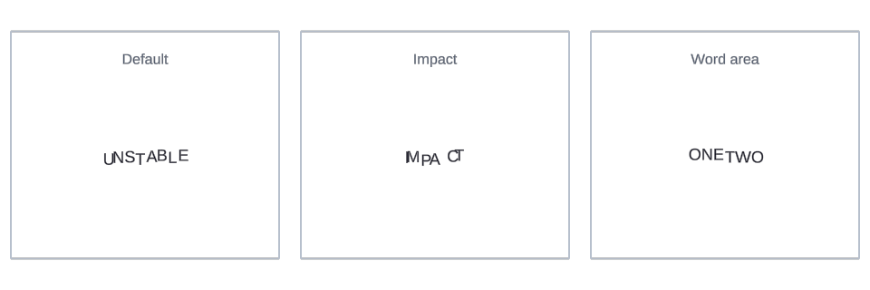 Shake effect variations in Text Studio.