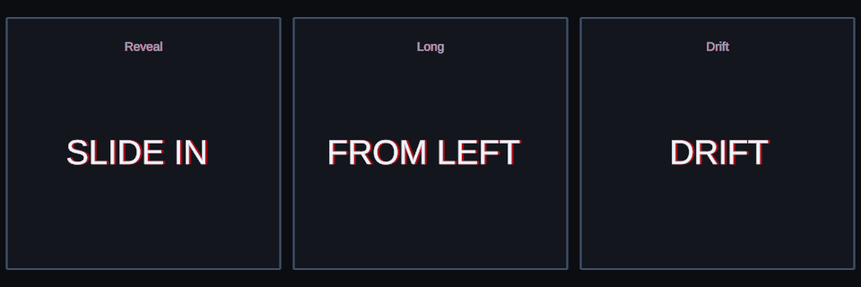 Slide Horizontal effect variations in Text Studio.