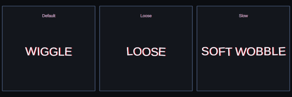 Wiggle effect variations in Text Studio.