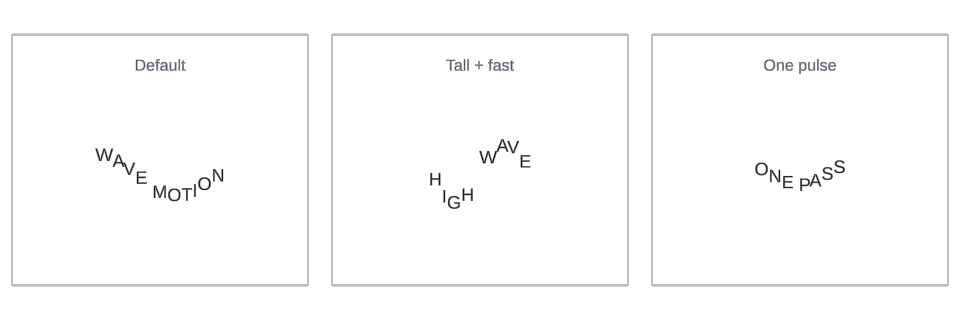 Wave effect variations in Text Studio.