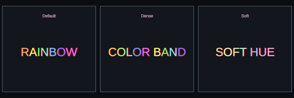 Rainbow effect variations in Text Studio.