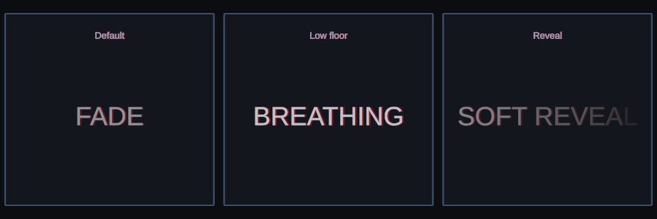 Fade effect variations in Text Studio.
