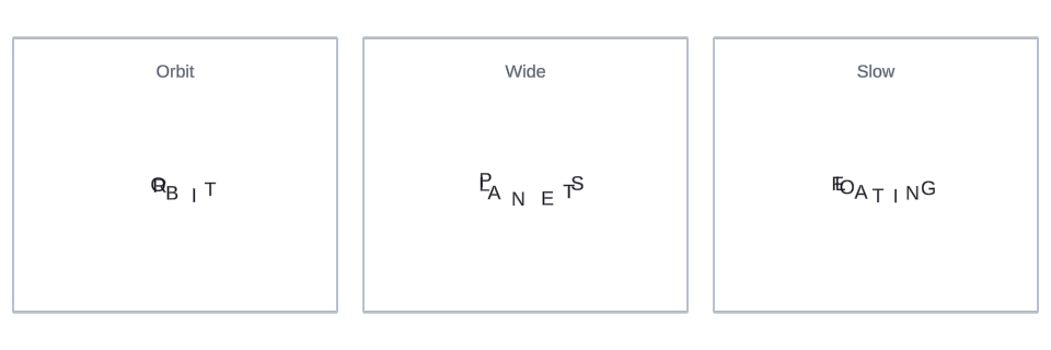 Orbit effect variations in Text Studio.