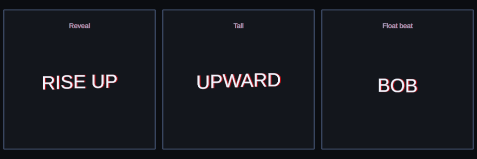 Slide Vertical effect variations in Text Studio.