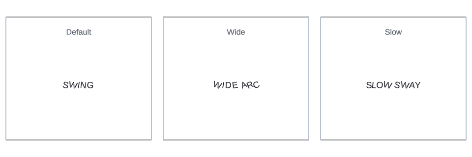 Swing effect variations in Text Studio.