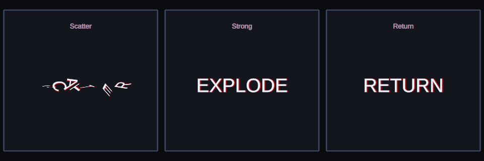 3D Scatter and Return effect variations in Text Studio.