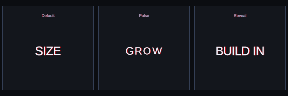 Size effect variations in Text Studio.