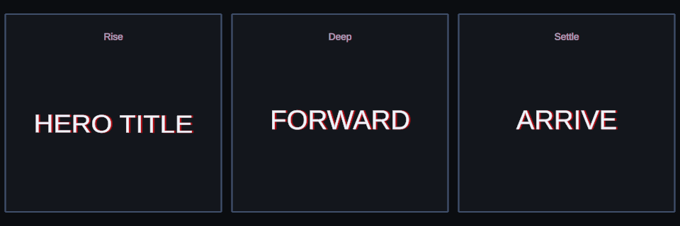 Hero Depth Rise effect variations in Text Studio.