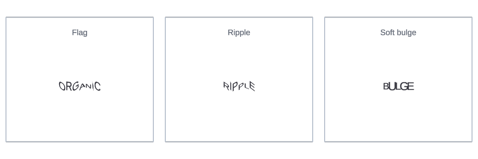 Corner Warp effect variations in Text Studio.
