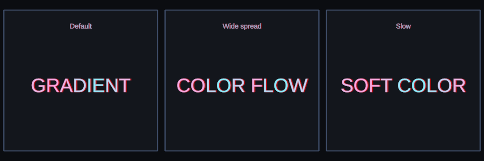 Gradient Flow effect variations in Text Studio.