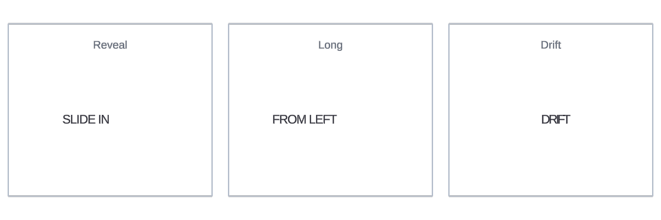 Slide Horizontal effect variations in Text Studio.