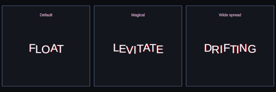 Float effect variations in Text Studio.