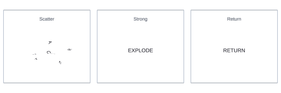 3D Scatter and Return effect variations in Text Studio.