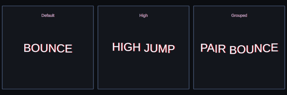 Bounce effect variations in Text Studio.