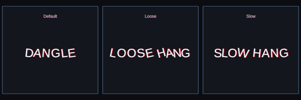 Dangle effect variations in Text Studio.