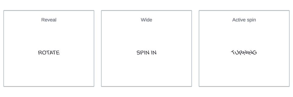 Rotate In effect variations in Text Studio.