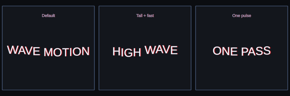 Wave effect variations in Text Studio.