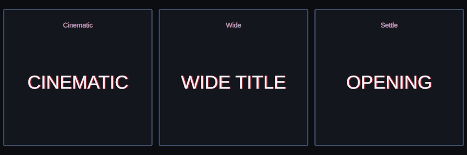 Visual Tracking effect variations in Text Studio.