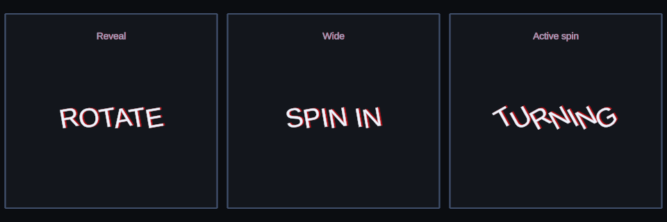 Rotate In effect variations in Text Studio.