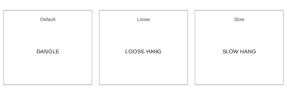 Dangle effect variations in Text Studio.